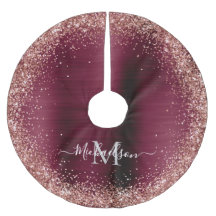 Monogram Burgunder-Roségold-Faux-Glitter Girly