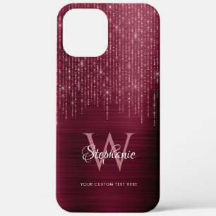 Monogram Burgunder Rot Gold Glitter Case-Mate iPhone Hülle