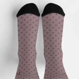 Monogram Burgundy and Bale Red Diamond Florets Socken