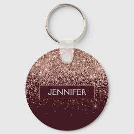 Monogram Burgundy Blush Pink Rose Gold Glitzer Schlüsselanhänger