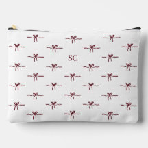 Monogram Burgundy Bow White Modern Travel Large
