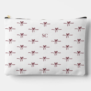 Monogram Burgundy Bow White Modern Travel Large Zubehörtasche