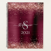 Monogram Burgundy Brown Imitats-Glitzer Girly Glam