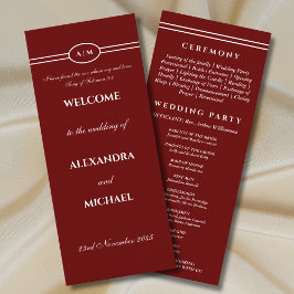 Monogram Burgundy Christian Wedding Program Programm