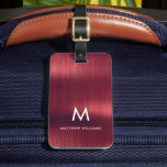 Monogram Burgundy-Imitate aus gegossenem Metallsta Gepäckanhänger<br><div class="desc">Monogram Burgundy Imitats Brushed Metallic Steel Gepäckanhänger</div>