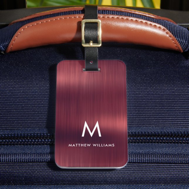 Monogram Burgundy-Imitate aus gegossenem Metallsta Gepäckanhänger (Vorderseite Insitu 2)