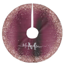 Monogram Burgundy Rose Gold Imitats-Glitzer Girly