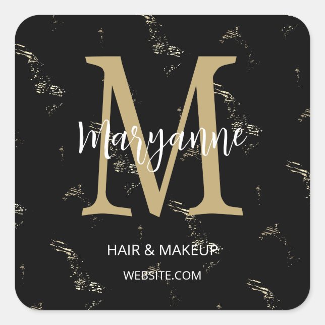 Monogram-Business-Logo Quadratischer Aufkleber (Vorderseite)