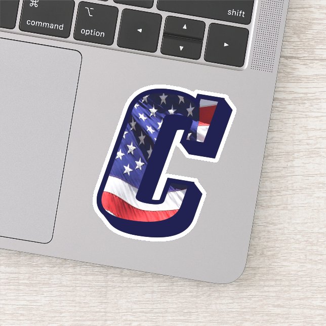 Monogram C American Flag Letter C Initial USA Aufkleber (Detail)