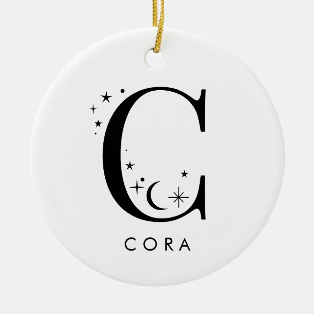 Monogram C Celestie Name Keramik Ornament (Vorne)