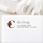 Monogram C Christmas Poinsettia Rücksendeadresse<br><div class="desc">Dieses festliche Urlaubsszenario zeigt den Monogramm-Anfangsbuchstaben "C" in schwarzem Serif-Schriftart, verziert mit einem rot-grünen zeichn einer Poinsettia. Personalisieren Sie es mit Ihrem Namen in elegantem Schrift und Ihrer Adresse in Serif-Schriftart. Ideal für Ihre Weihnachtskarten-Mailingbedürfnisse. Wenn dein Name nicht mit "C" beginnt, dann verzweifle nicht! Alle Buchstaben des Alphabets sind in...</div>