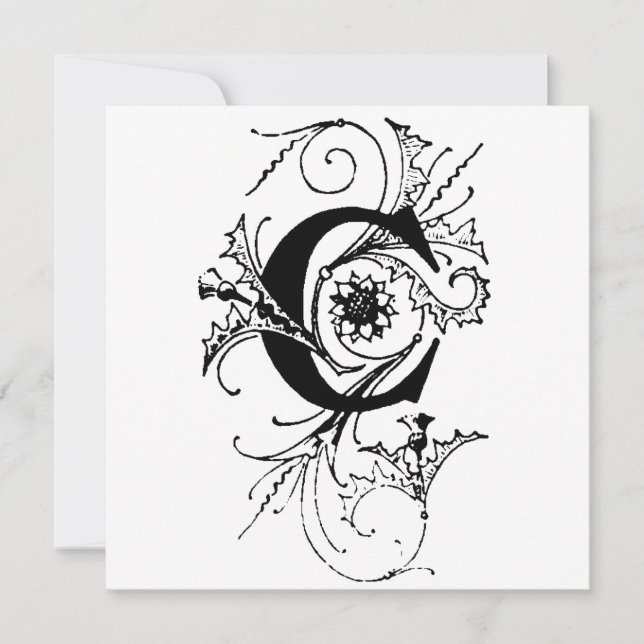 Monogram C Initial Black and White Floral Pattern (Vorderseite)