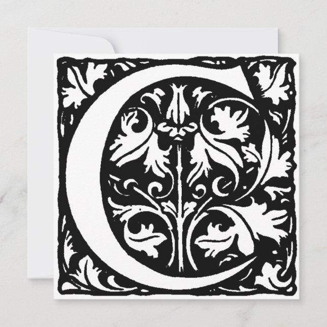 Monogram C Initial Black and White Floral Pattern (Vorderseite)