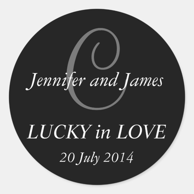 Monogram C Stickers for Weddings Black (Vorderseite)