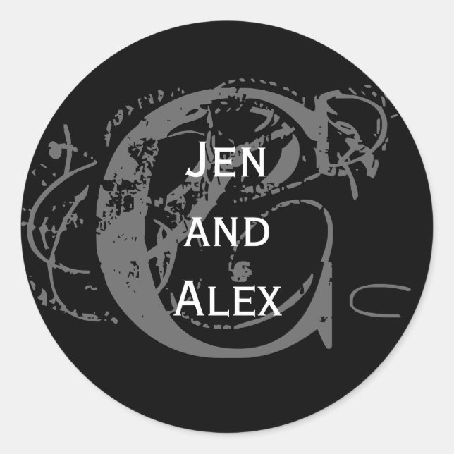 Monogram C und Name Black Sticker (Vorderseite)