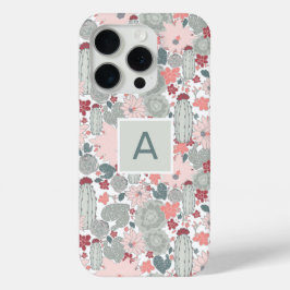 Monogram Cactus Pink Mint Succulents Desert Pflanz Case-Mate iPhone Hülle
