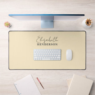 Monogram Calligraphy Girly Yellow Schreibtischunterlage