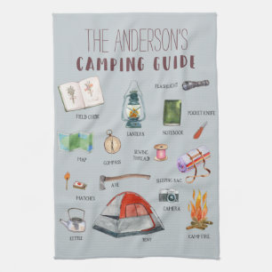 Monogram Camping Guide   Aquarell-Illustrationen  Geschirrtuch