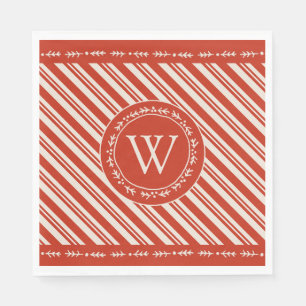Monogram Candy Cane Stripe Serviette
