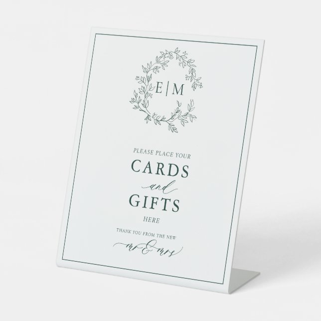 Monogram Card & Geschenke für Smaragdgrünes Wappen Sockelschild (Vorderseite)