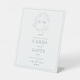 Monogram Card & Gips zum blauen Wappen Sockelschild