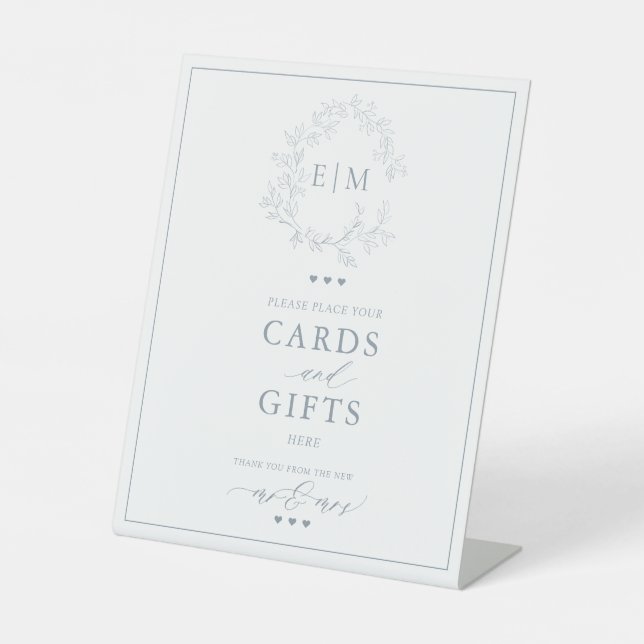Monogram Card & Gips zum blauen Wappen Sockelschild (Vorderseite)