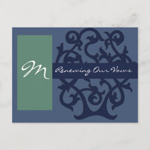 Monogram Cards - Blau Postkarte