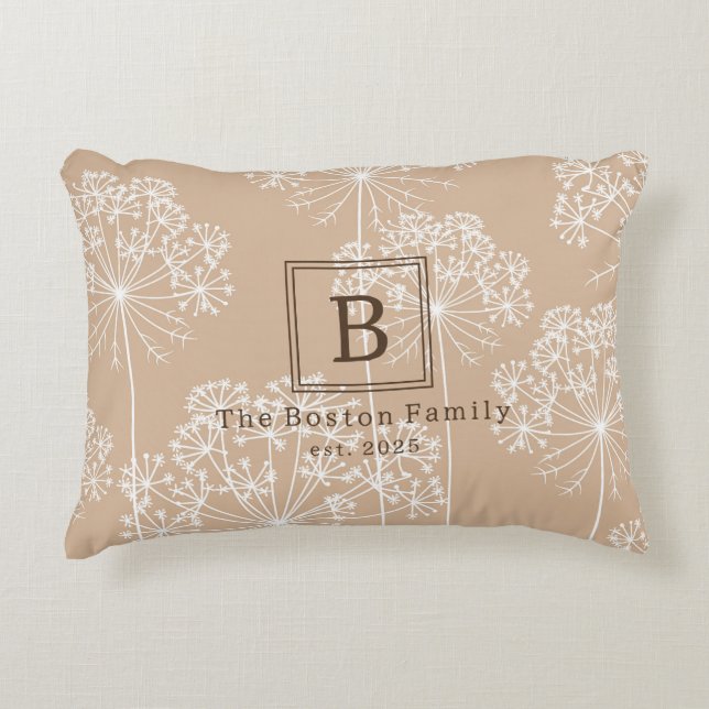 Monogram Carrot Blume Silhouette Soft Beige Dekokissen (Vorderseite)