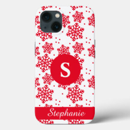 Monogram Case Mate Red and White Snowflake Pattern