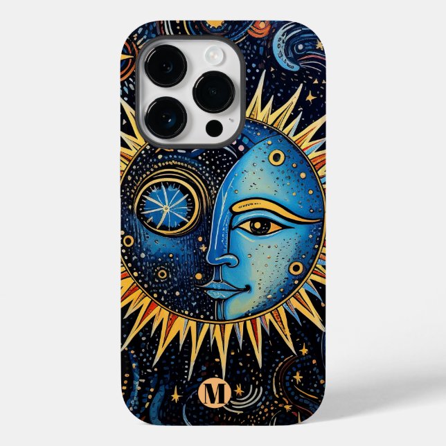 Monogram Celestial Solar System Showcase Case-Mate iPhone 14 Pro Hülle (Rückseite)