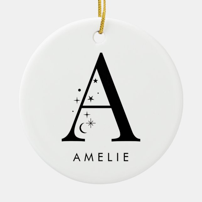 Monogram Celestie Name Keramik Ornament (Vorne)