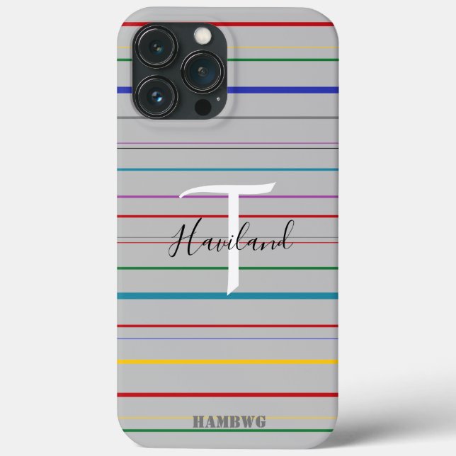Monogram Cell Phone Case HAMbyWG - Farbige Linien (Rückseite)