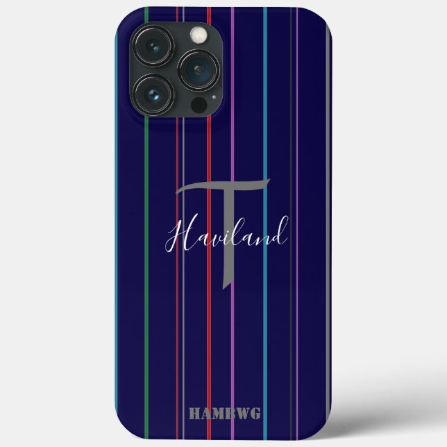 Monogram Cell Phone Case HAMbyWG - Farbige Linien (Rückseite)