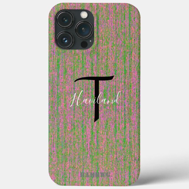 Monogram Cell Phone Case HAMbyWG - Pink / Green (Rückseite)