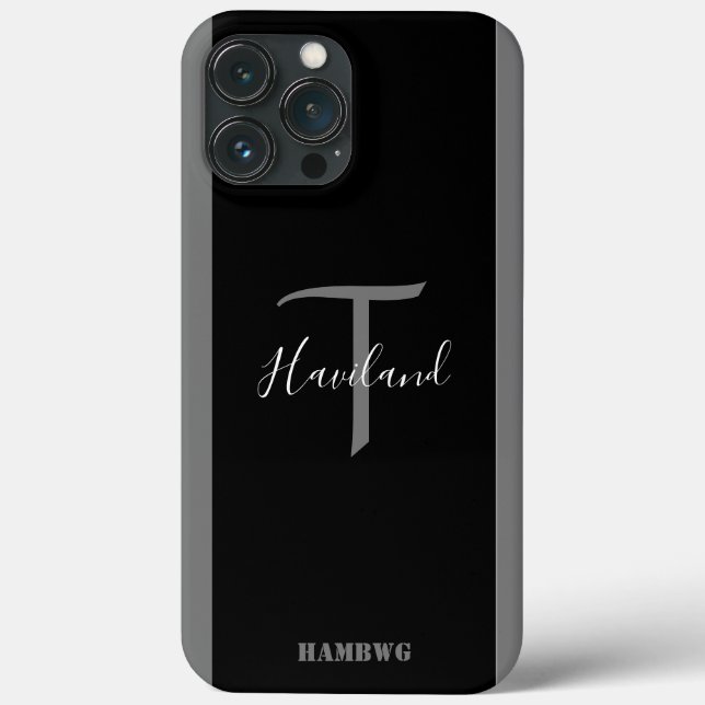Monogram Cell Phone Case HAMbyWG - Schwarz & Grau (Rückseite)