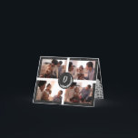 Monogram Chalkboard Snowy Pine Tree Forest 3-Foto Feiertagskarte<br><div class="desc">Lassen Sie es mit dieser reichen, juwelenfarbenen Urlaubssammlung schneien. Im Mittelpunkt des Designs stehen individuell anpassbare Fotos, die mit einem festlichen Weihnachtsmonogramm aus Single verziert sind. Kiefernbäume betonen die Ecken, und Schnee fällt im Hintergrund, um Textur hinzuzufügen. Ein individualisierbarer Gruß in einem Bauernhaus-Skript verleiht dem Design ein skurriles Gefühl. Erhältlich...</div>