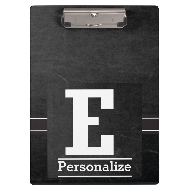 Monogram Chalkboard Style | Buchstabe E Klemmbrett (Vorderseite)