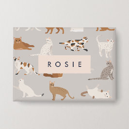 Monogram Charming Cat Pattern Cat Lovers Button