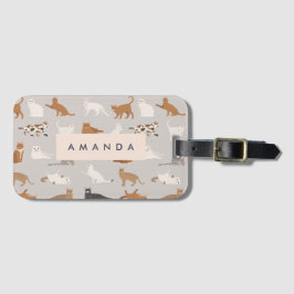 Monogram Charming Cat Pattern Cat Lovers Gepäckanhänger