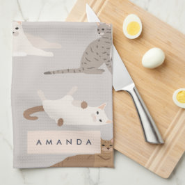 Monogram Charming Cat Pattern Cat Lovers Geschirrtuch