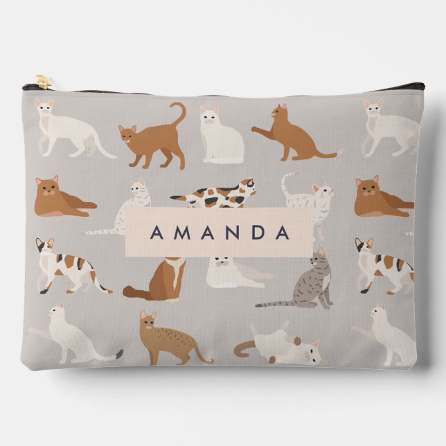 Monogram Charming Cat Pattern Cat Lovers Zubehörtasche (Vorderseite)