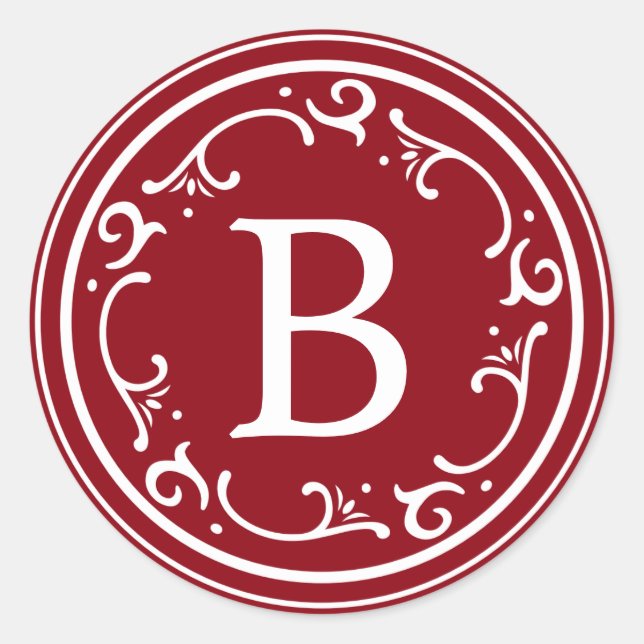 Monogram Charming Rustic Weihnachten Runder Aufkleber (Vorderseite)