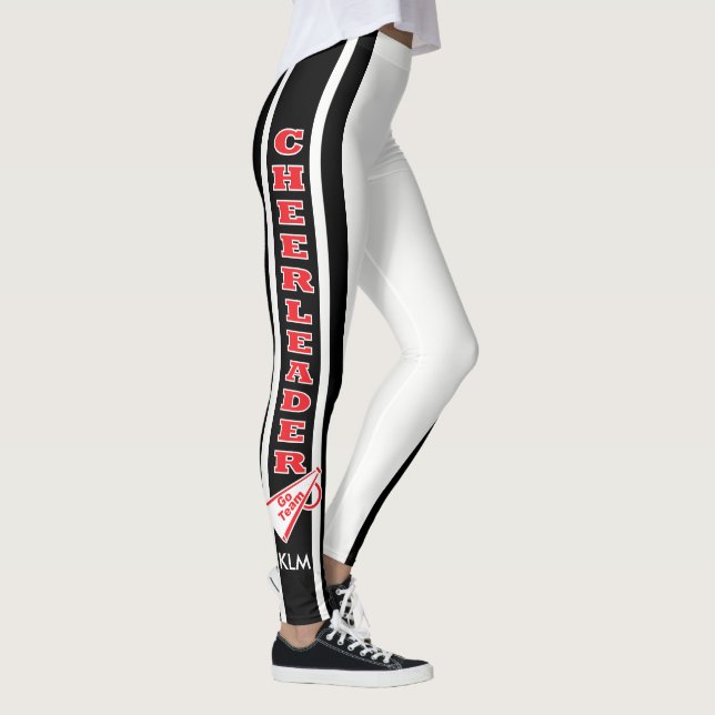 Monogram Cheerleader Red, White Black Leggings (Rechts)