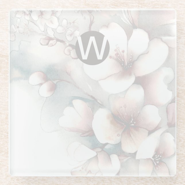 Monogram Cherry Blossom Untersetzer (Vorderseite)