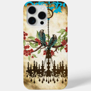 Monogram Cherry Blossom Vintag Bird Chandelier iPhone 15 Pro Max Hülle