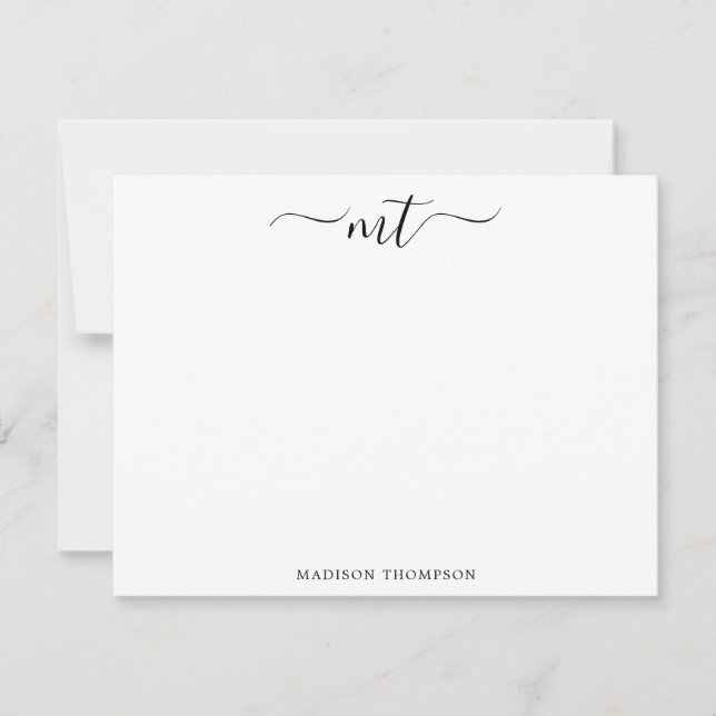 Monogram Chic Black Personalisiert Stationery Mitteilungskarte (Vorderseite)