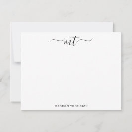Monogram Chic Black Personalisiert Stationery Mitteilungskarte