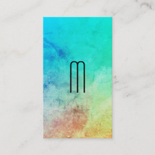 Monogram Chic Farbige Textur und Grau Visitenkarte