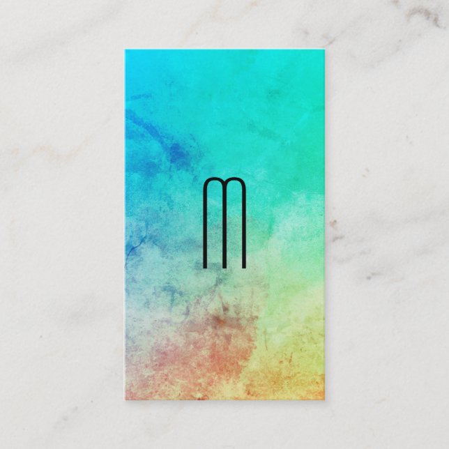 Monogram Chic Farbige Textur und Grau Visitenkarte (Vorderseite)