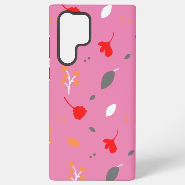 Monogram Chic Flower Rosa Samsung Galaxy Hülle (Rückseite)